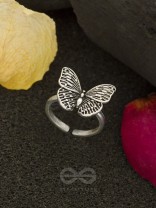 Fluttering Butterfly - Silver Oxidised Ring