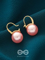 Tears of Mermaid- Golden and Pink Pearl Earrings