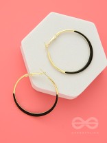 Smoky Loops- Black and Golden Hoop Earrings