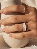 THREE CHEERS- SET OF THREE WHITE AND ROSE GOLD RINGS