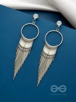 The Melting Moon- CZ Stones Studded Silver Earrings