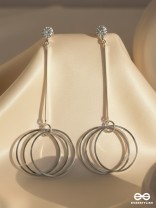 Dangly Discs - Solitaire Studded Silver Earrings
