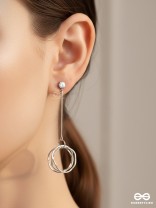 Dangly Discs - Solitaire Studded Silver Earrings