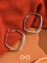 Fair n Square- Elegant Silver Hoops