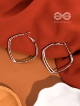 Fair n Square- Elegant Silver Hoops