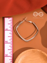 Fair n Square- Elegant Silver Hoops