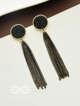 The Raven Cascade- Black and Golden Earrings