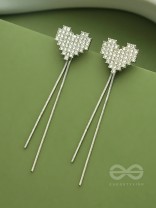 Melting Hearts- Silver Rhinestones Earrings