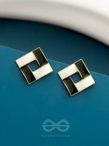 The Monochrome Maze- Black n White Enamelled Earrings