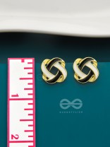 The Greyscale Galaxy- Black n White Enamelled Golden Earrings