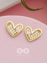 Cross My Heart- Golden Rhinestones Earrings