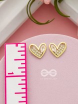 Cross My Heart- Golden Rhinestones Earrings