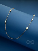 Pearls N Pebbles - Golden Pearl Necklace With Anti-Tarnish Coating 