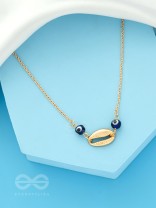 Shell-Eyed - Evil Eye Stone Golden Necklace With Anti-Tarnish Coating 