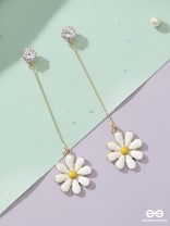 The Droopy Daisy- Golden Enameled Earrings