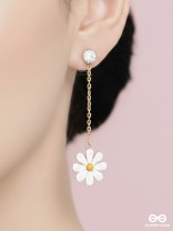 The Droopy Daisy- Golden Enameled Earrings