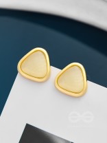 The Love Triangle- Golden Stud Earrings (Cream White)