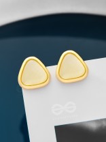 The Love Triangle- Golden Stud Earrings (Cream White)