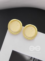 The Golden Sunrise- Golden Stud Earrings (Cream White)