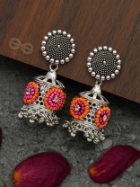Antique Mystique- Pink and Orange Beads Oxidised Earrings