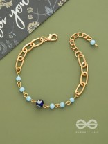 Star of the Show- Evil Eye Stone & Beads Studded Golden Bracelet