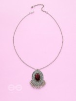 The Victorian Spell - Purple Crystals Silver Necklace and Earrings Set