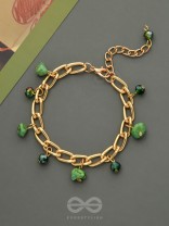 The Lush Lane- Green Stones Studded Golden Bracelet