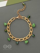 The Lush Lane- Green Stones Studded Golden Bracelet