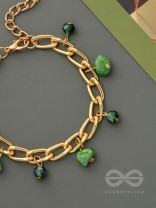 The Lush Lane- Green Stones Studded Golden Bracelet