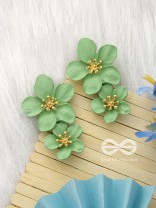 Paired Periwinkles- Statement Acrylic Earrings (Leaf Green)