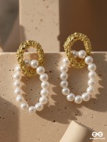 Sun n Moon- Golden Pearl Earrings
