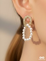 Sun n Moon- Golden Pearl Earrings