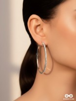 The Ring of Light- Silver Rhinestones Hoop Earrings