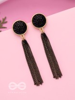 The Ebony Fall- Black and Golden Earrings