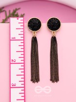 The Ebony Fall- Black and Golden Earrings