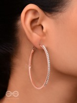 The Ring of Light- Rose Gold Rhinestones Hoop Earrings