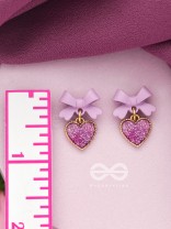HEART-SHAPED CANDY BOX- LAVENDER AND GOLDEN EARRINGS