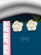 The Pearly Rose- Golden Enameled Pearl Earrings