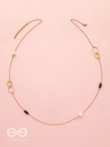 Yin And Yang- Pearl And Stone Studded Golden Necklace With Anti-Tarnish Coating 