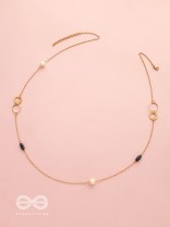Yin And Yang- Pearl And Stone Studded Golden Necklace With Anti-Tarnish Coating 