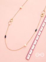 Yin And Yang- Pearl And Stone Studded Golden Necklace With Anti-Tarnish Coating 