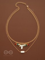 The Interstellar Charm- Pearls And Beads Studded Golden Necklace With Anti-Tarnish Coating 