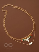 The Interstellar Charm- Pearls And Beads Studded Golden Necklace With Anti-Tarnish Coating 