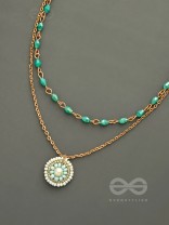 The Moonlit Sea- Beads Studded Embroidered Layered Golden Necklace With Anti-Tarnish Coating 