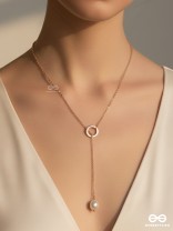 Drop-Down- Golden Pearl Necklace With Anti-Tarnish Coating 