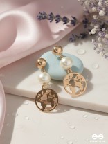The Frosty Globe- Golden Pearl Earrings