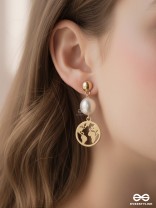 The Frosty Globe- Golden Pearl Earrings