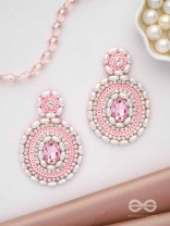  PRATIBIMB- THE RESPLENDENT REFLECTION- STONE, PEARLS AND SEQUINS EMBROIDERED EARRINGS (BLUSH PINK)