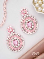  PRATIBIMB- THE RESPLENDENT REFLECTION- STONE, PEARLS AND SEQUINS EMBROIDERED EARRINGS (BLUSH PINK)