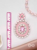  PRATIBIMB- THE RESPLENDENT REFLECTION- STONE, PEARLS AND SEQUINS EMBROIDERED EARRINGS (BLUSH PINK)